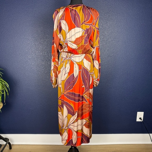 Anthropologie Floral Printed Midi Dress, Orange Tones, Size Large - Picture 6 of 10